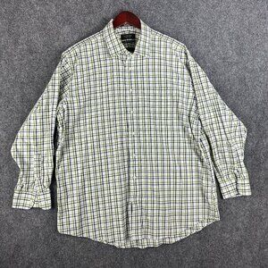 Nordstrom Mens Shop Shirt 2XL Non Iron Traditional Fit  Green Blue Plaid Cotton